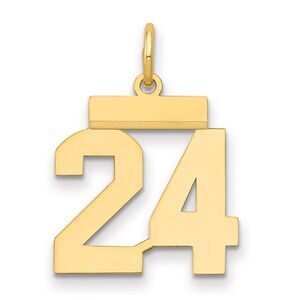 14k Yellow Gold, Athletic Collection, Small Polished Number 24 Pendant